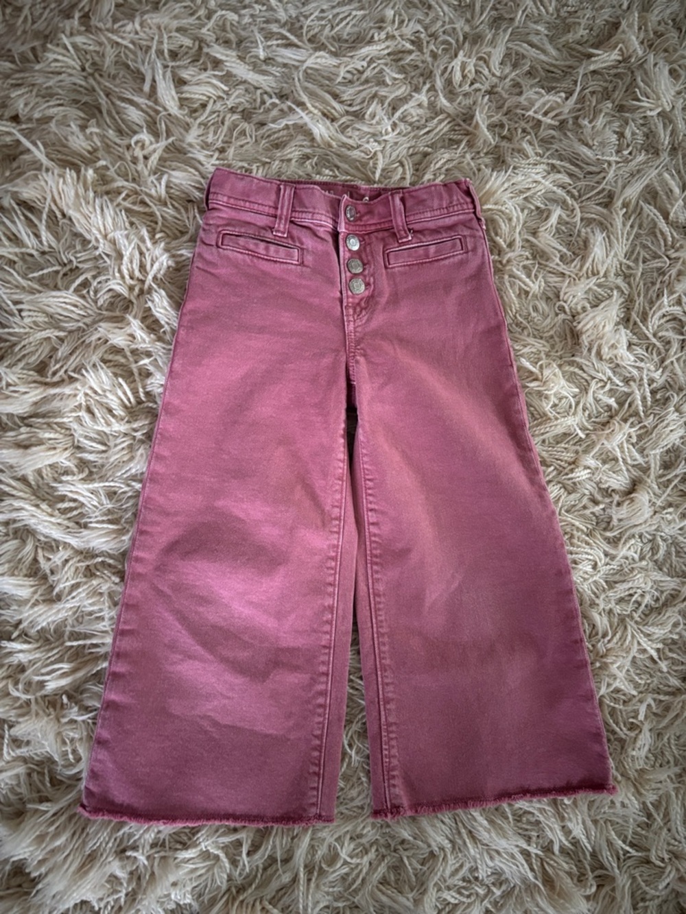 GAP Kids Wide-Leg Rose Pink Button-Front Jeans